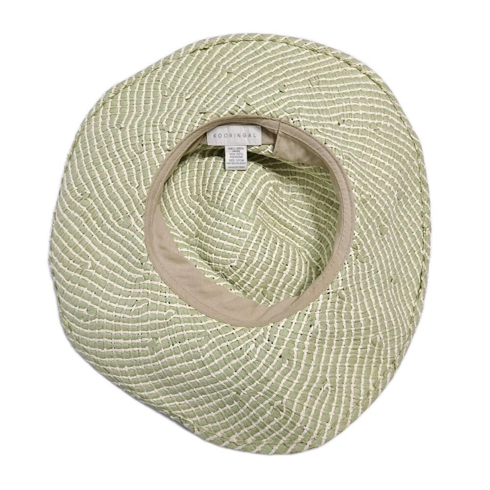 KOORINGAL Raffia Womens Green Woven Straw Paper Floppy Sun Hat Wide Brim - Picture 3 of 4